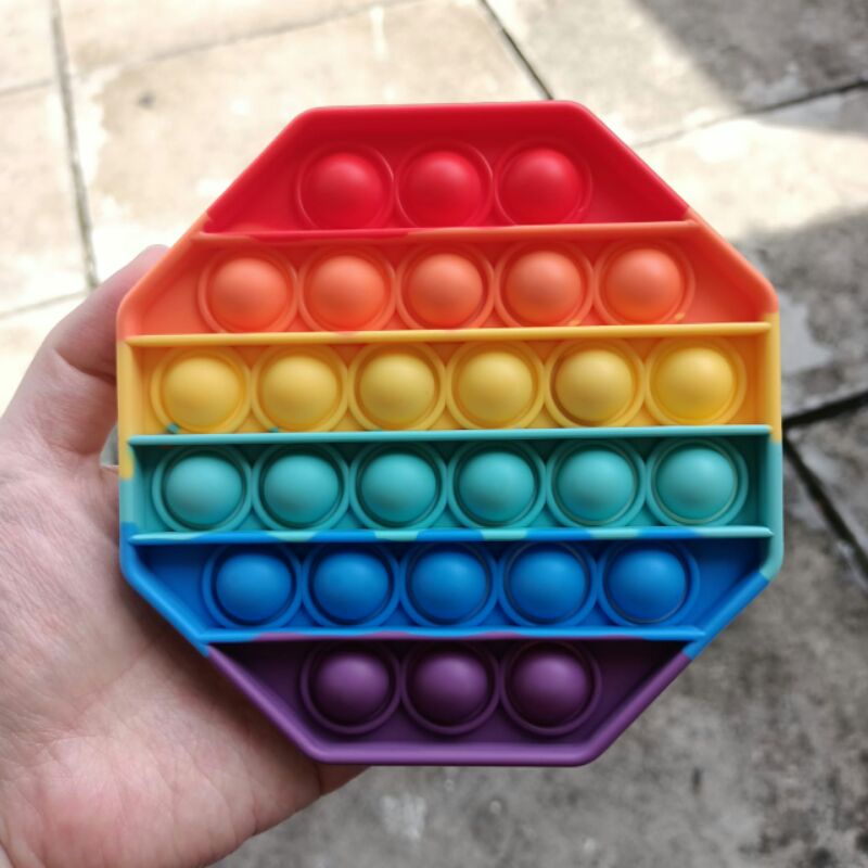 Mainan Viral Pop it Fidget Rainbow, Pop it viral, Mainan pop it, Fidget toys-octagon rainbow