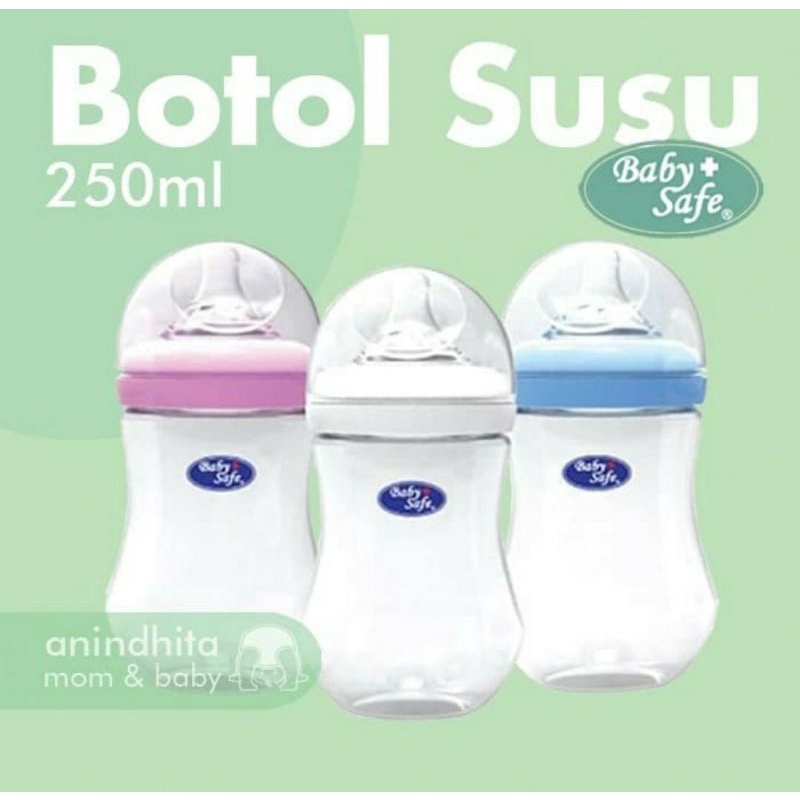 Baby Safe Wide Neck Bottle 250ml Botol Susu Bayi Wideneck Babysafe Botiol Dot Feeding Bottle