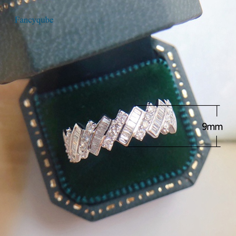 Fancyqube Cincin Batu Kristal Bentuk Geometris Tidak Teratur Warna Silver Serbaguna Untuk Wanita