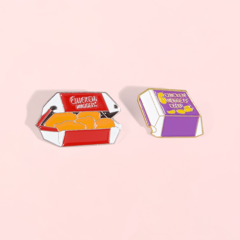 Bros Pin Enamel Desain Kartun Makanan Ayam Nugget Untuk Anak