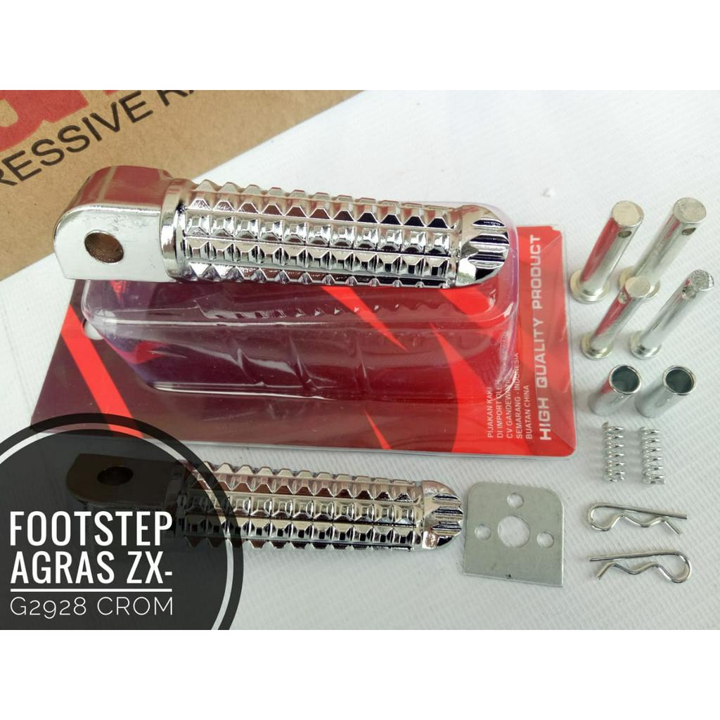 FOOTSTEP SATRIA FU BOSTEP POSTEP PIJAKAN KAKI BELAKANG AGRAS SATU SET SILVER CHROME