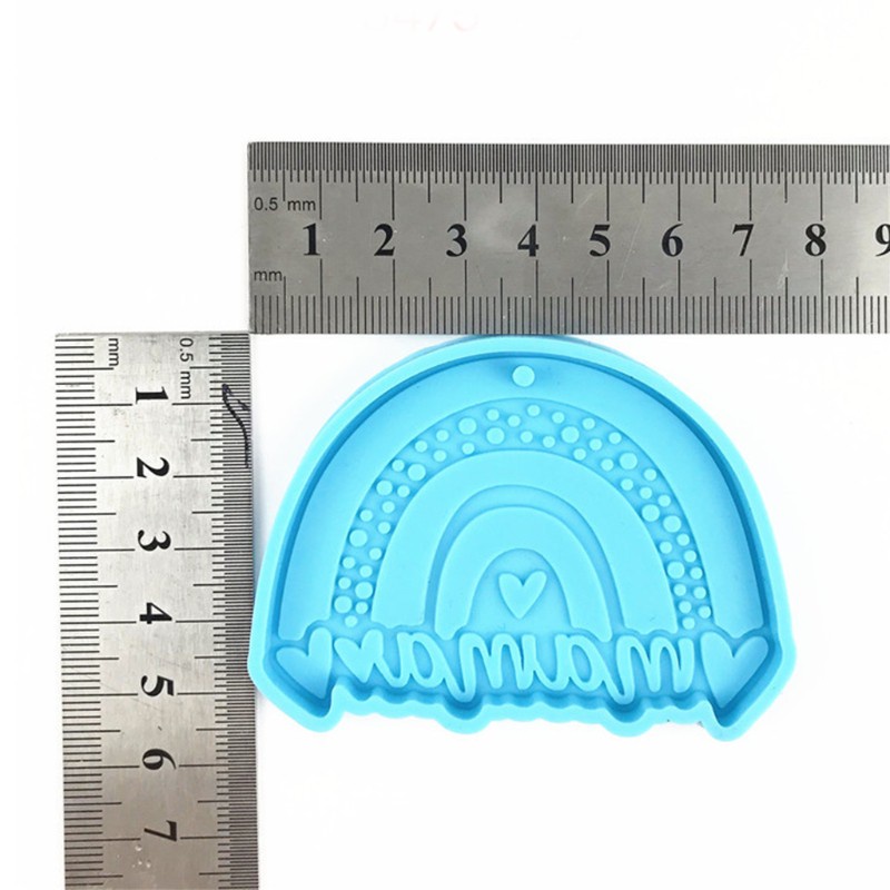 Glitter Rainbow Mom Keychain Epoxy Resin Mold DIY Crafts Jewelry Necklace Casting Mold Hanging Pendant Silicone Mould