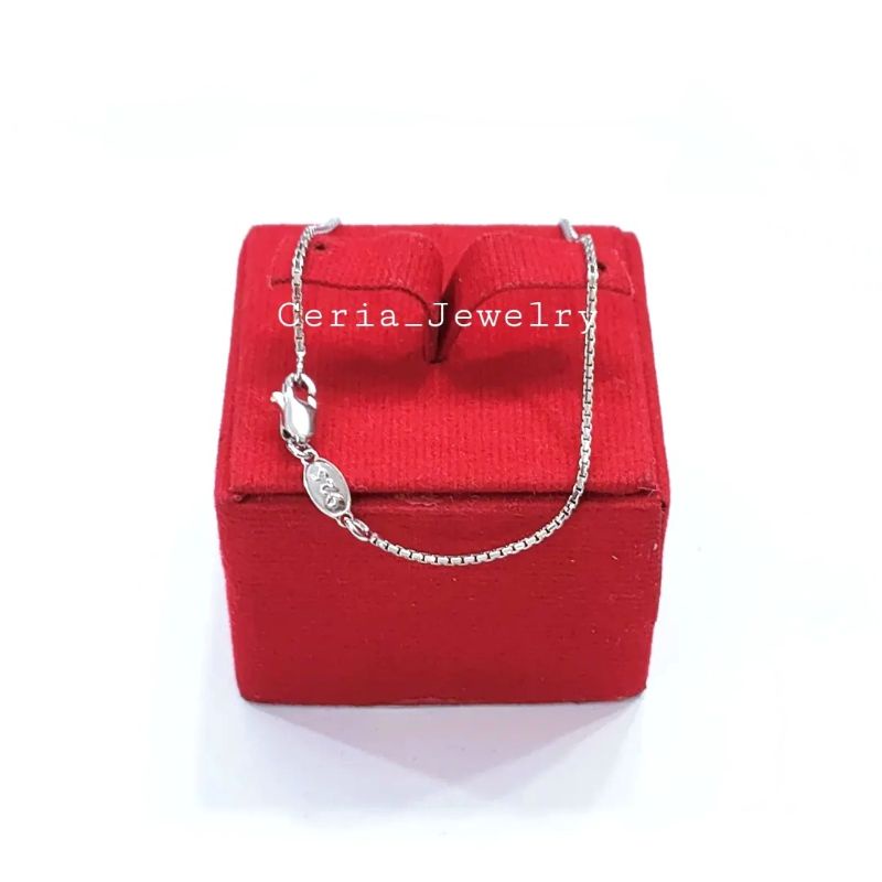 Kalung Perak Asli Silver Wanita 925 Lapis Emas Putih Model Italy Santa 43Cm - Perhiasan Perak Asli