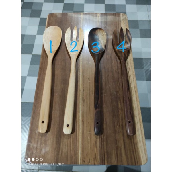 Sendok Garpu Kayu Besar 35cm / Sendok Kayu / Garpu Kayu / Eros kayu