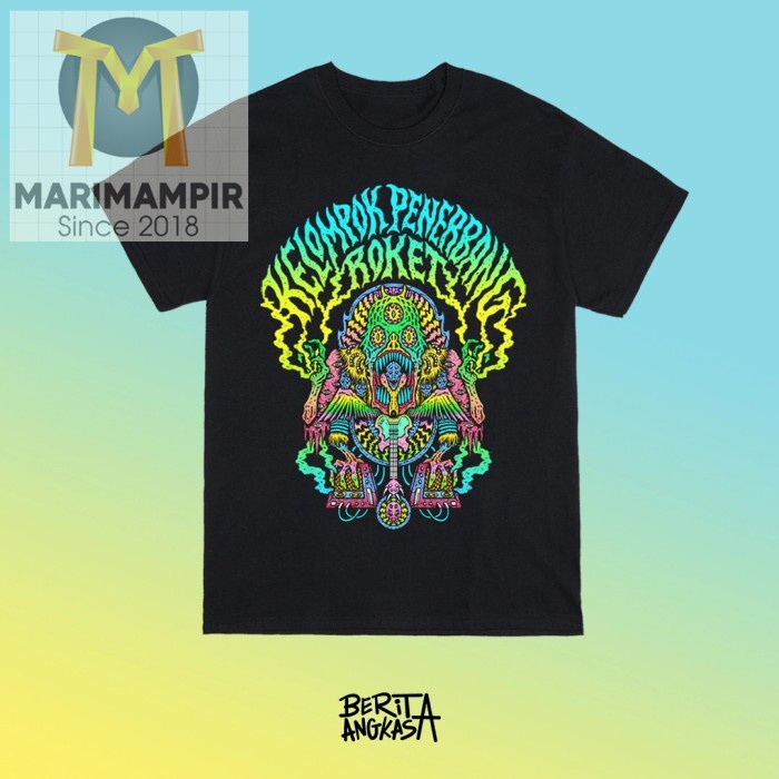 Marimampir T-shirt Kelompok Penerbang Roket X BMS - "Ancient Rhythm" - Hitam, S