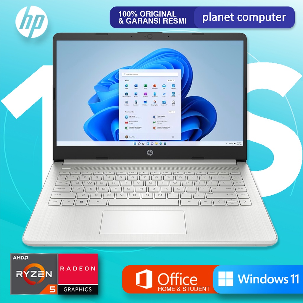 Laptop HP 14s-fq2002AU Ryzen 5 5625U 512GB SSD 8GB Win11+OHS21