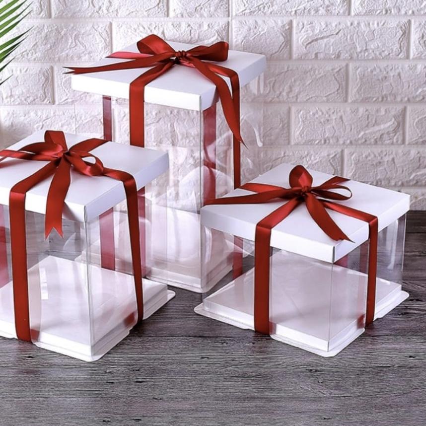 

✦ Cake Box Mika Dus Kue Kotak Kue 22x22 cm Transparant PET ♖