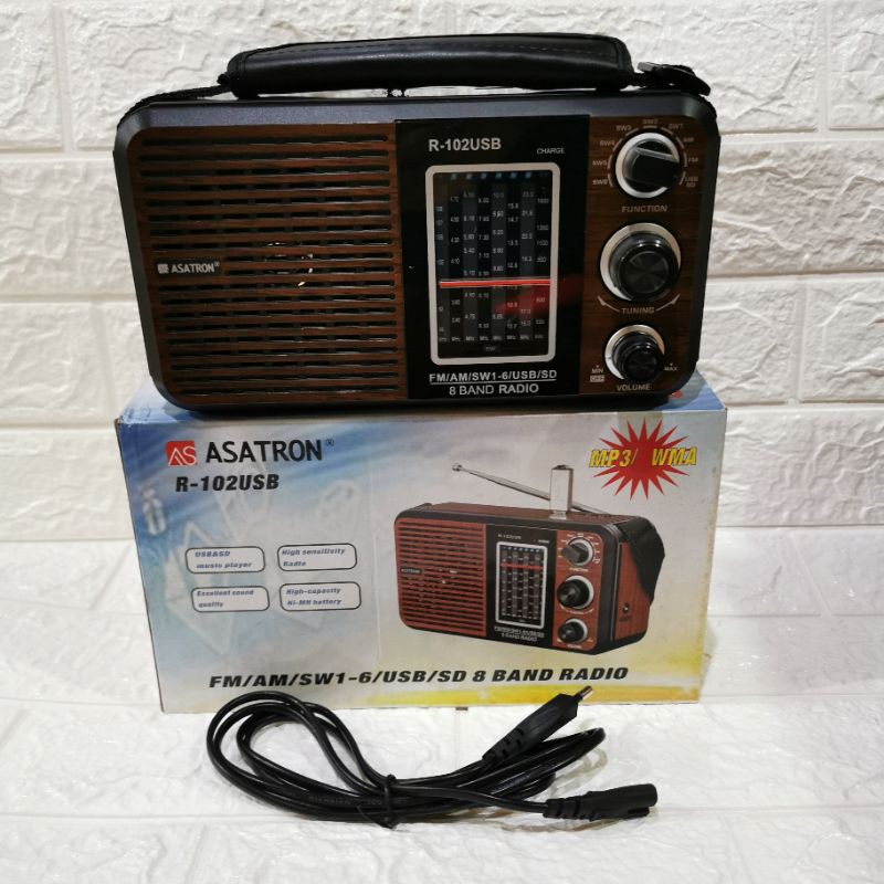 VINTAGE ASATRON R 102 USB RADIO FM AM MW SW 1-6 BANDS RECEIVER SD CARD MP3 PLAYER WOODEN KAYU MURAH