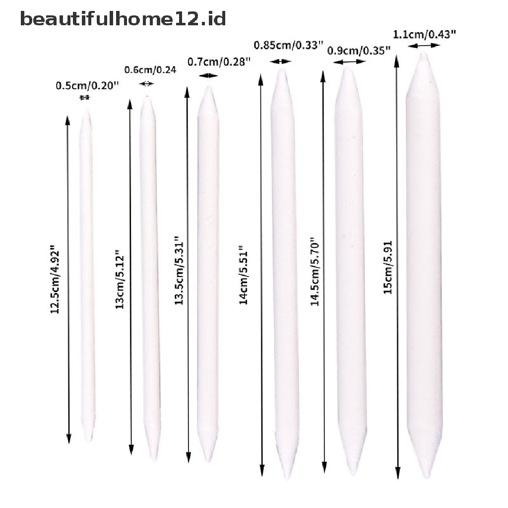 (Beautifulhome12.Id) 6pcs / Set Stik Blending Tortillon Warna Putih Untuk Sketsa / Gambar