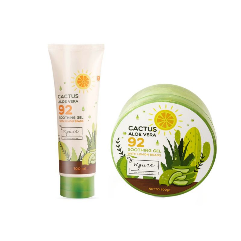 NPURE Cactus Aloe Vera 92% Soothing Gel With Lemon Beads