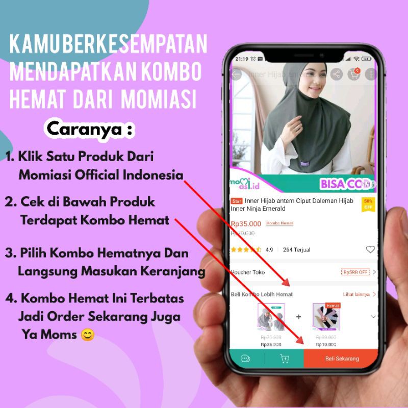 Momiasi - Inner Hijab Antem Ciput Daleman Hijab Inner Ninja Emerald