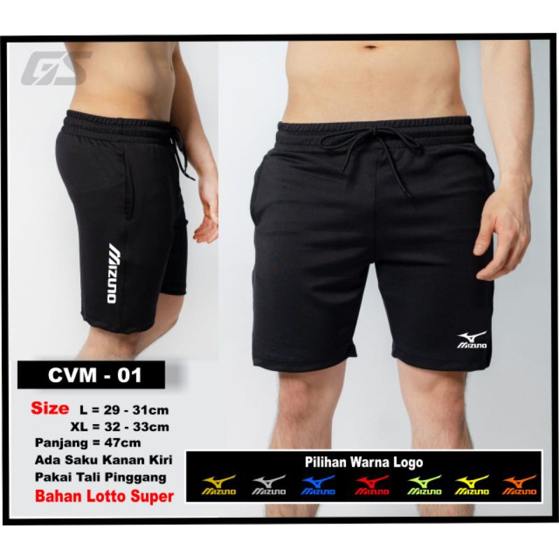 Celana hitam Pendek Voli Volley lotto Olahraga unisex (pria wanita)