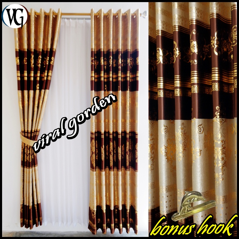 Gorden Jendela Pendek Kamar Tidur Minimalis Blackout Import Printing Hijau