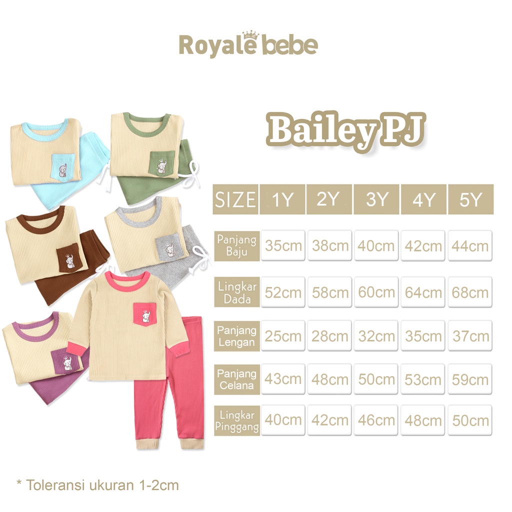 Royale Bebe Bailey Pajamas Piyama Anak 1 - 5 Tahun