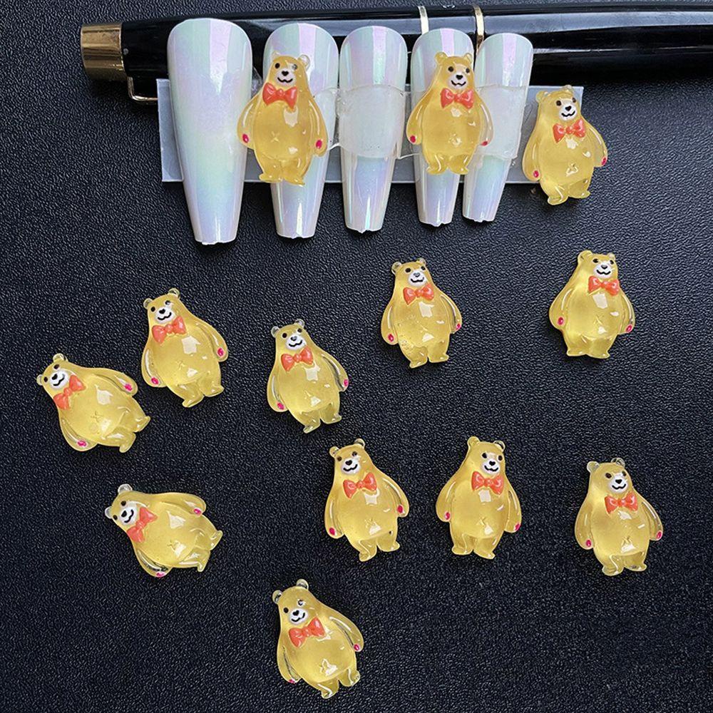 [Elegan] 3d Dekorasi Nail Art Resin 10Pcs/set Hewan Kucing Bebek Kartun Nail Art Berlian Imitasi