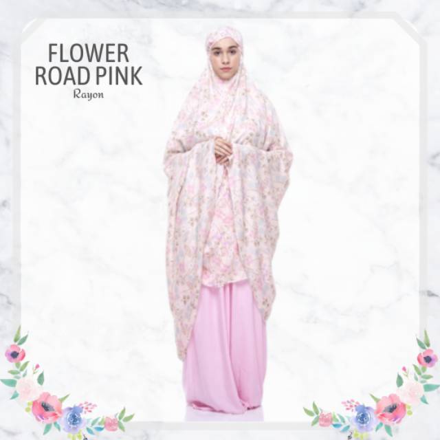 FLOWER ROAD PINK MUKENA TAZBIYA MOTIF