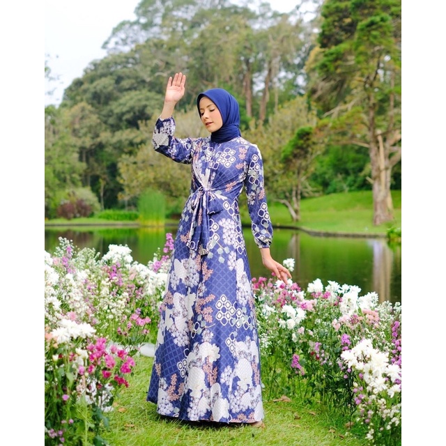 Ounadoutfit MEGAN dress eid series muslim slik premium cantik busui elegant / dress pesta wanita / baju mewah motif / dress kondangan muslim