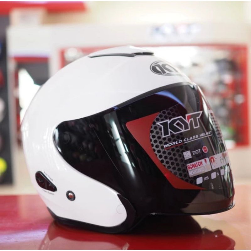 PAKET DARK SMOKE KYT KYOTO putih white glossy helm SHOEI jcruise M L XL