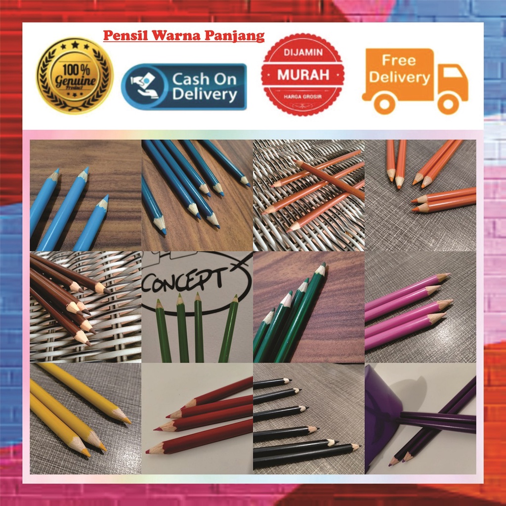 

Pensil Warna Satuan Panjang Kayu Pencil Colour High Quality Empuk ECO Satuan Warna Warni Murah Meriah Bandung