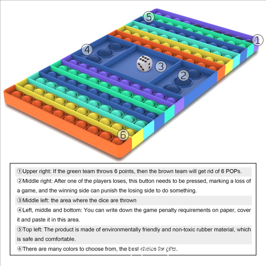 Pop It Super Jumbo Mainan Anak Pop it dadu - Fidget Toy Murah Rainbow - Persegi