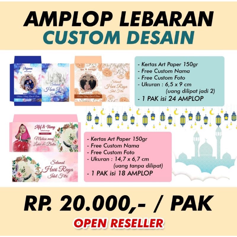 

amplop lebaran custom foto + nama