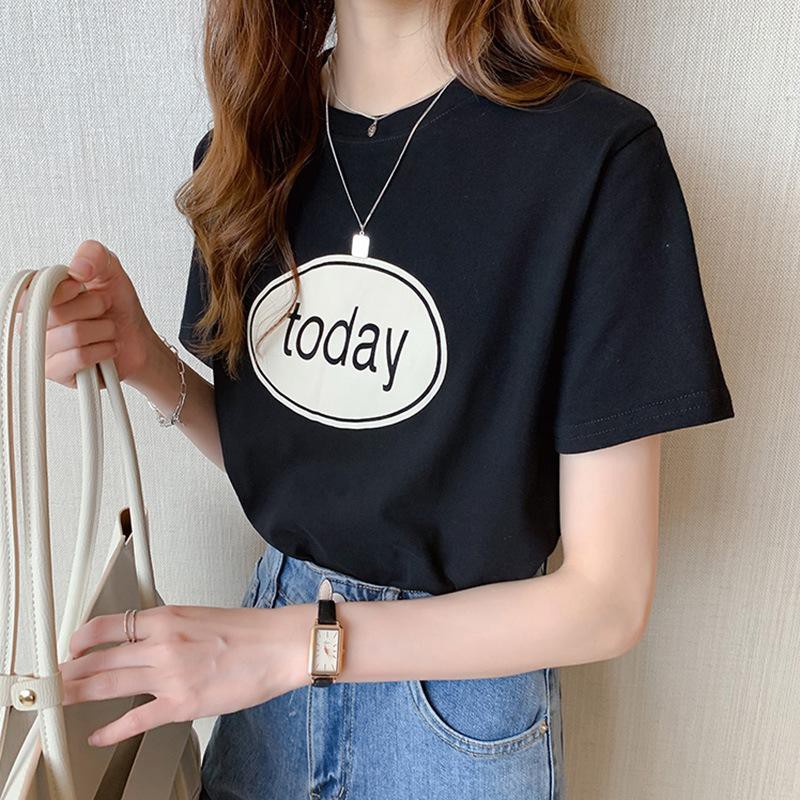 Oversize Tee Tshirt Wanita Model Longgar Motif Tulisan Today