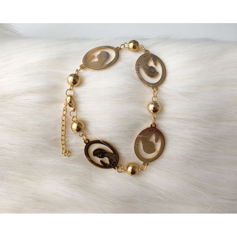 Gelang Tangan Rohani Titanium Gold Silver Wanita A6