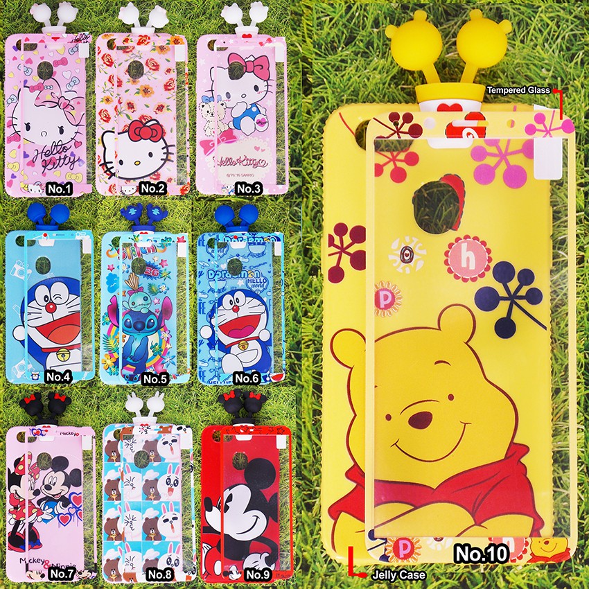 Case Jelly Intip Double Head+Tempered for Oppo F7 Vivo V7+ V9