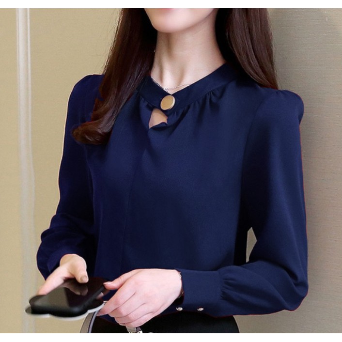 FORTGLASS OLYMPIA TOP BAJU ATASAN BLOUSE WANITA LENGAN PANJANG PAKAIAN SANTAI CEWEK WARNA HITAM-2