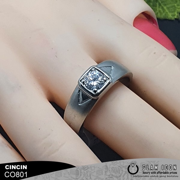 Cincin Couple Mata Kotak Crown  C0801 CCS