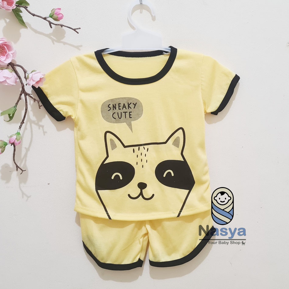 [J-015]  Setelan baju Bayi Perempuan Lucu - motif lucu (3-6 bulan)