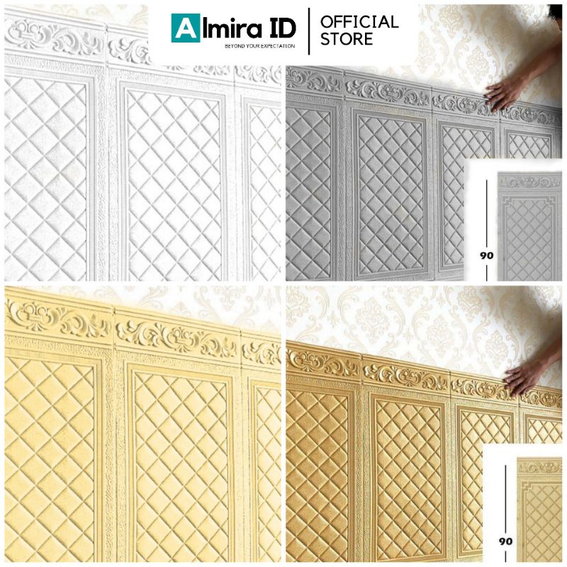 3D Foam Moulding Skirt Lis Wainscoating Pintu Kayu Jati Jendela PE Gabus Anti Air Anti Lembab Sticke