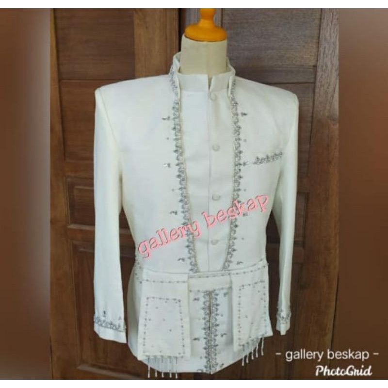 Beskap sunda bahan high twist semi wool / basofi muslim / jas pengantin pria muslim