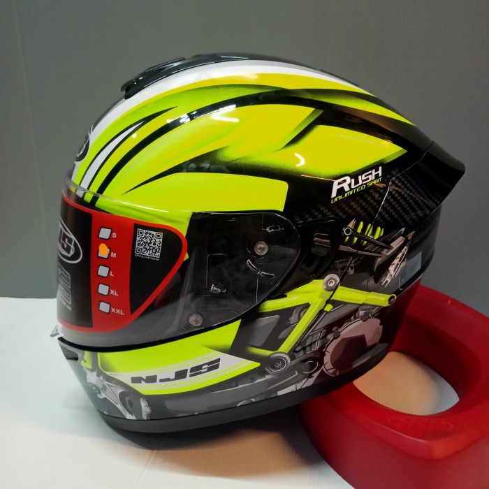HELM NJS ZX1 RUSH BLACK YELLOW DOUBLE VISOR FULLFACE NJS ZX-1 ORIGINAL