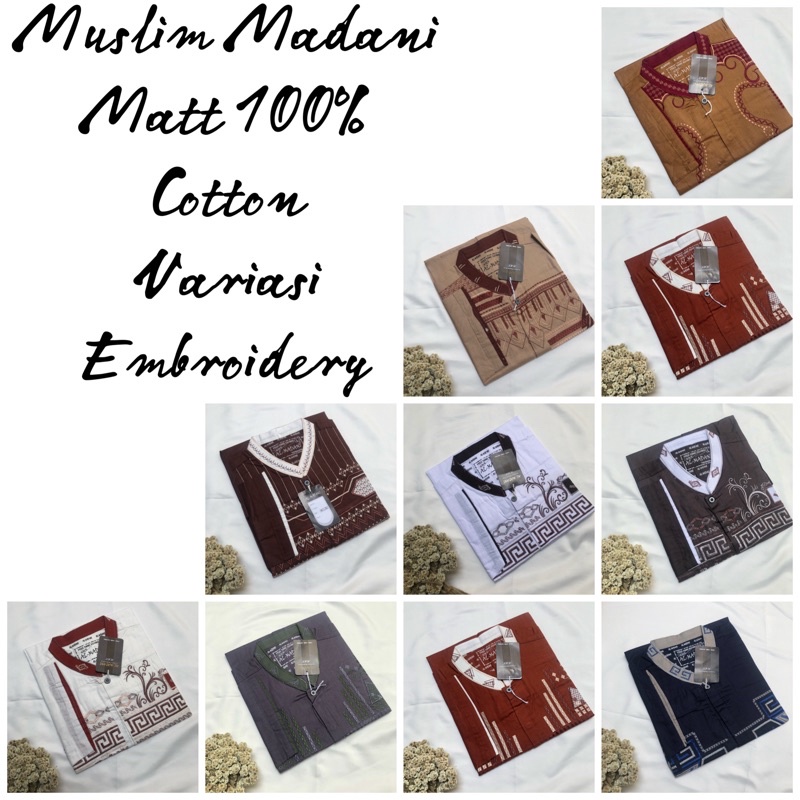 Baju Muslim Koko Al Madani bordir Grosir Murah lengan pendek
