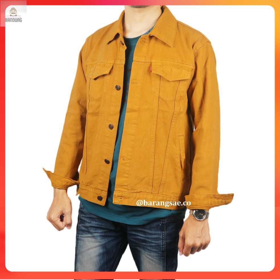 JAKET JEANS DENIM PRIA KUNING MUSTARD