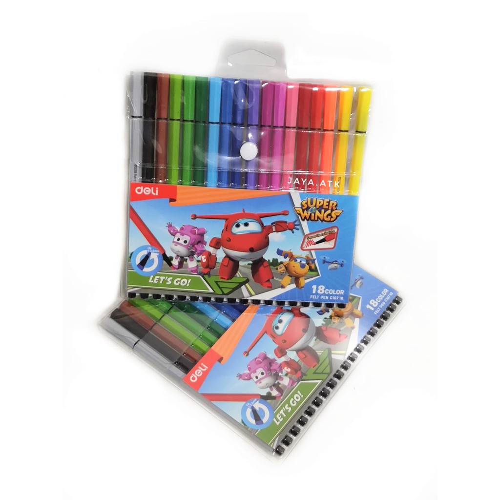 SPIDOL SET 18 WARNA FELT PEN DELI 2.6 MM C10710 WASHABLE BISA CUCI