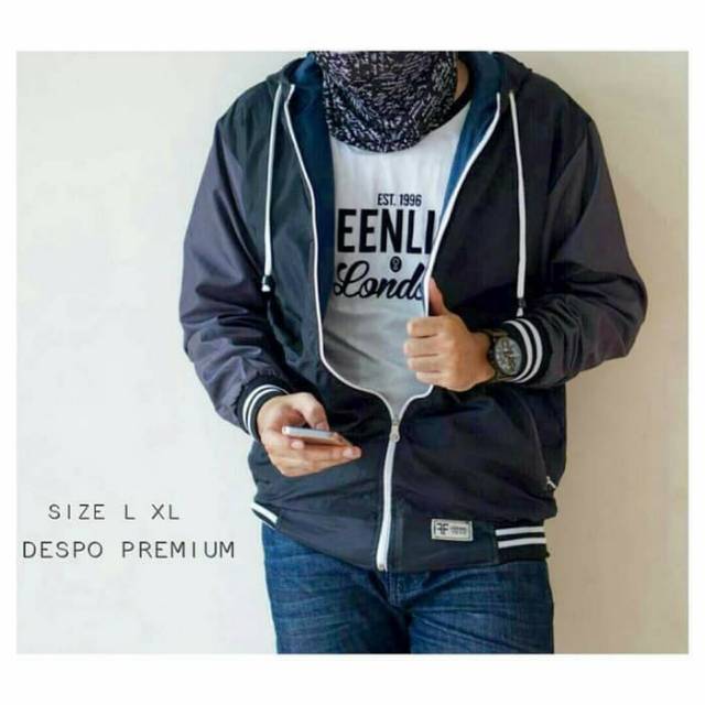 Windbreaker Jacket / Navy Grey, Black Grey