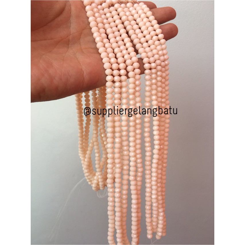 Crystal Ceko Doff 6mm Cream Krem Bahan Gelang Kalung Craft DIY Craft supplier beads aksesoris grosir