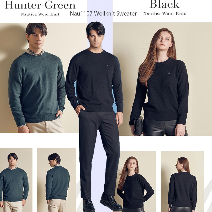 [shp] NAUTICA 1107 Wool Knit Sweater - Sweater Hitam / Abu-Abu Branded Original