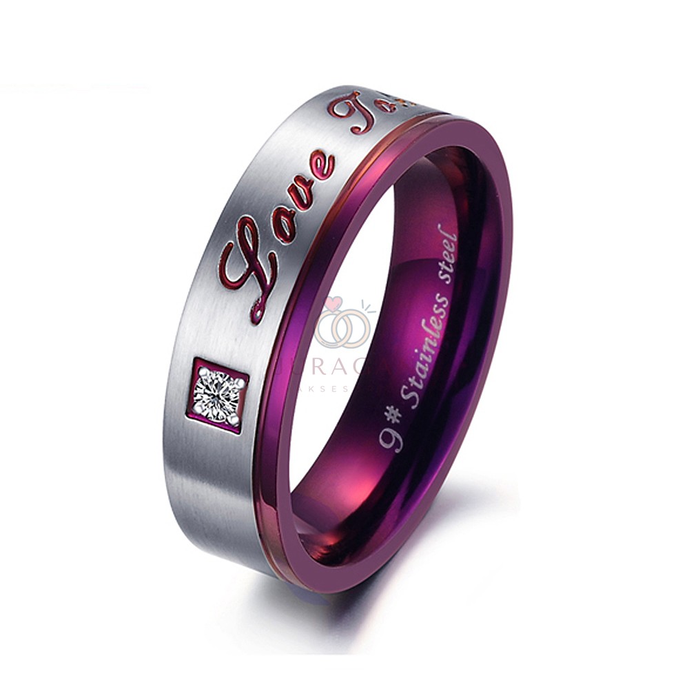 [HIGH QUALITY] Cincin Couple BUCIN R29 Titanium Ukir Nama + Box Cincin Beludru + BONUS Gelang Couple