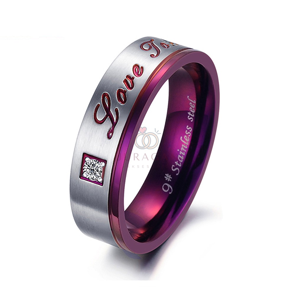 [HIGH QUALITY] Cincin Couple BUCIN R29 Titanium Ukir Nama + Box Cincin Beludru + BONUS Gelang Couple