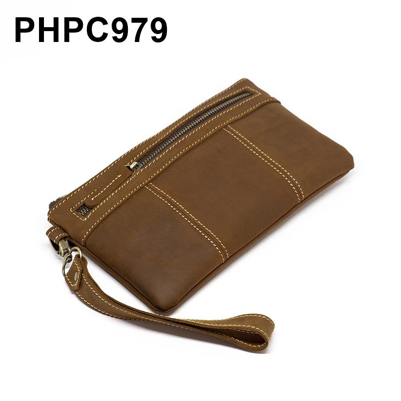 clutch pria wanita kulit asli pouch hand bag tas tangan coklat PHPC979