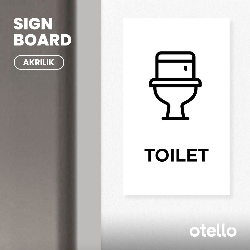 Otello Toilet Pria Wanita Sign Board Akrilik Print Papan Petunjuk Signage Ruangan Modern Label Nama Restroom Sticker Tempel Dinding