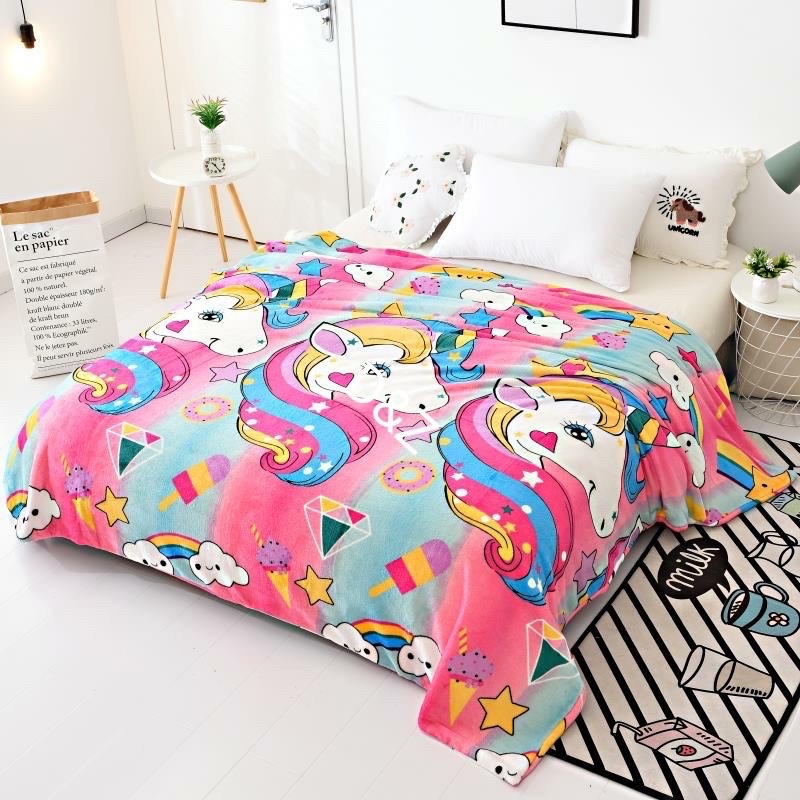 Selimut bulu halus super lembut motif karakter Uk 140x200 termurah