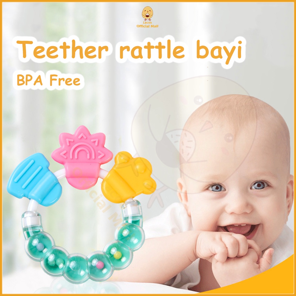 Teether rattle bayi Gigitan bayi BPA Free Mainan gigitan bayi dengan krincingan