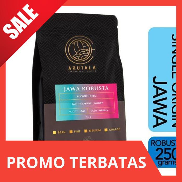 

DISKON HARGA ARUTALA Kopi Robusta Jawa Java Coffee Indonesia 250 gram - Biji AR286