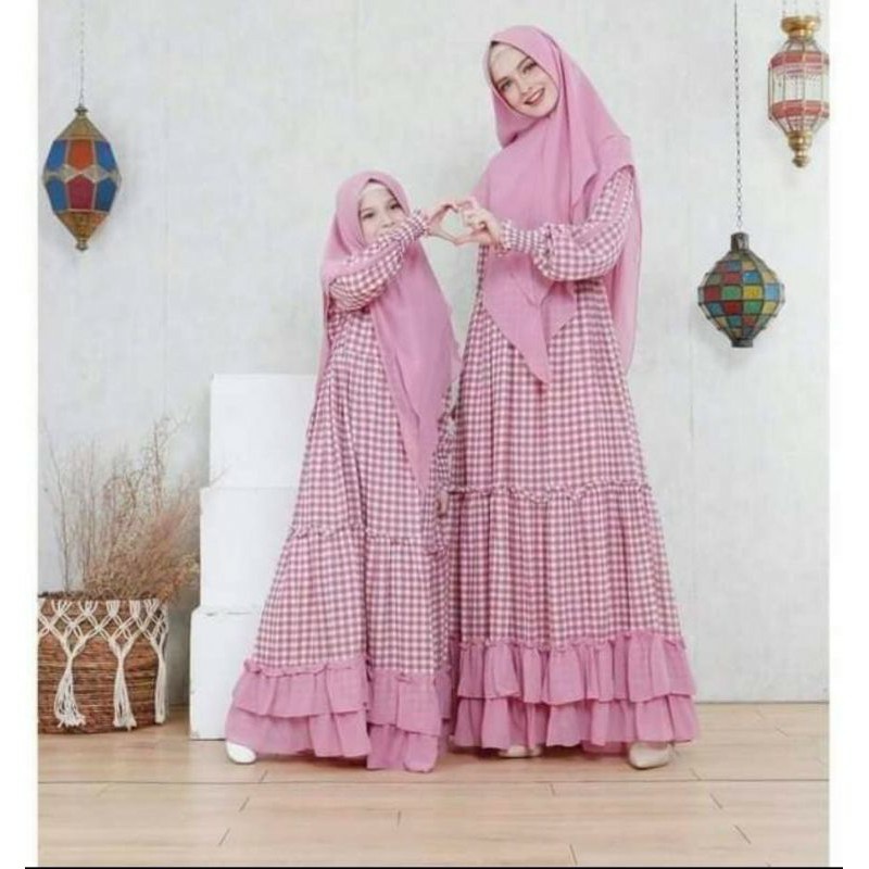 GAMIS COUPLE KOTAK IBU DAN ANAK/ GAMIS CERUTY/ GAMIS MONALISA CERUTY