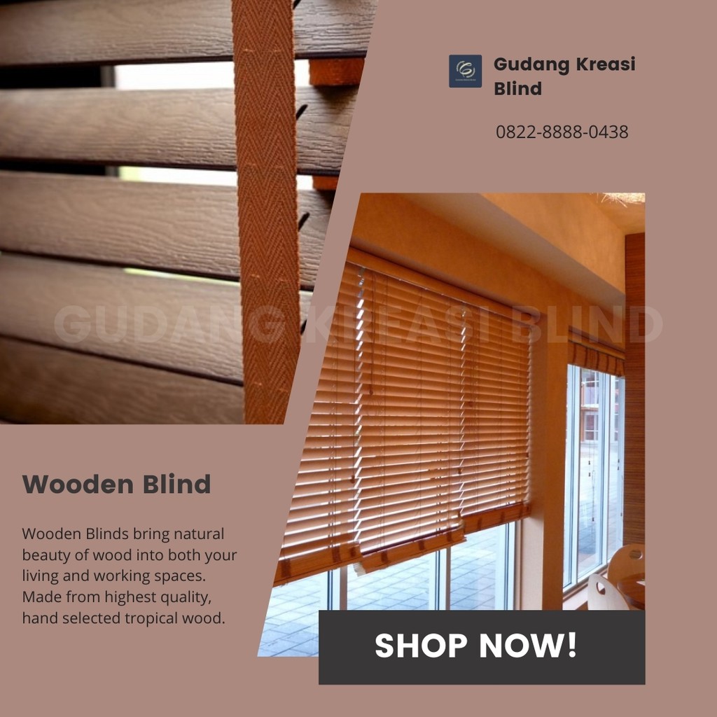 Roller Blind Kayu Minimalis Woodblind Horizontal Blind Kayu Murah Kualitas Tinggi