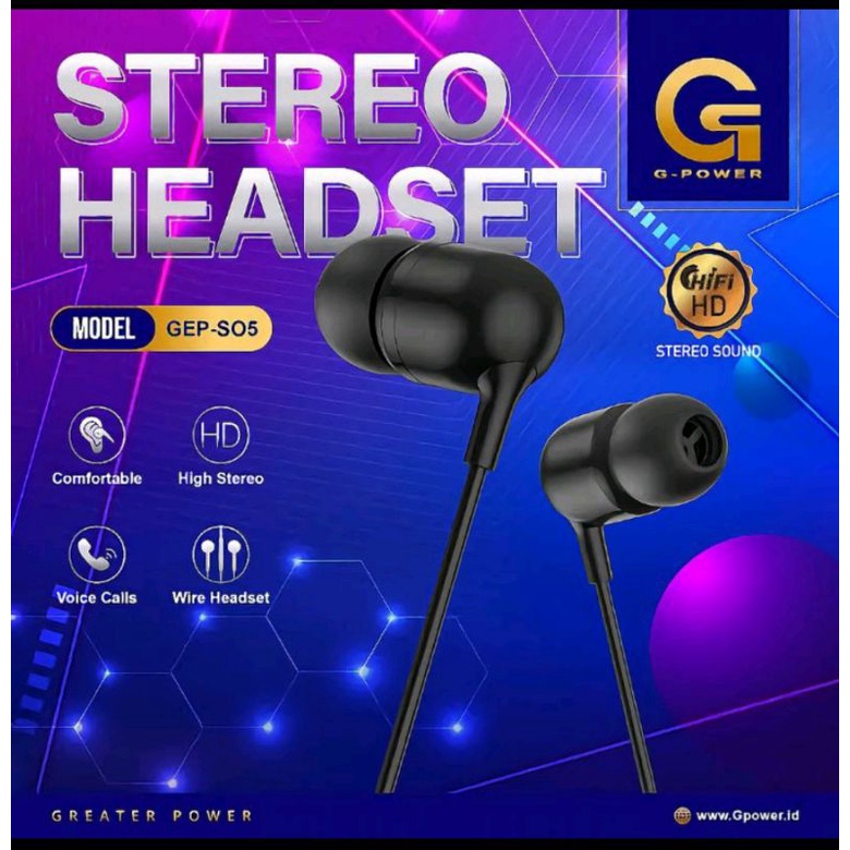 HF HANDSFREE HEADPHONR G POWER GEP-S05 STEREO